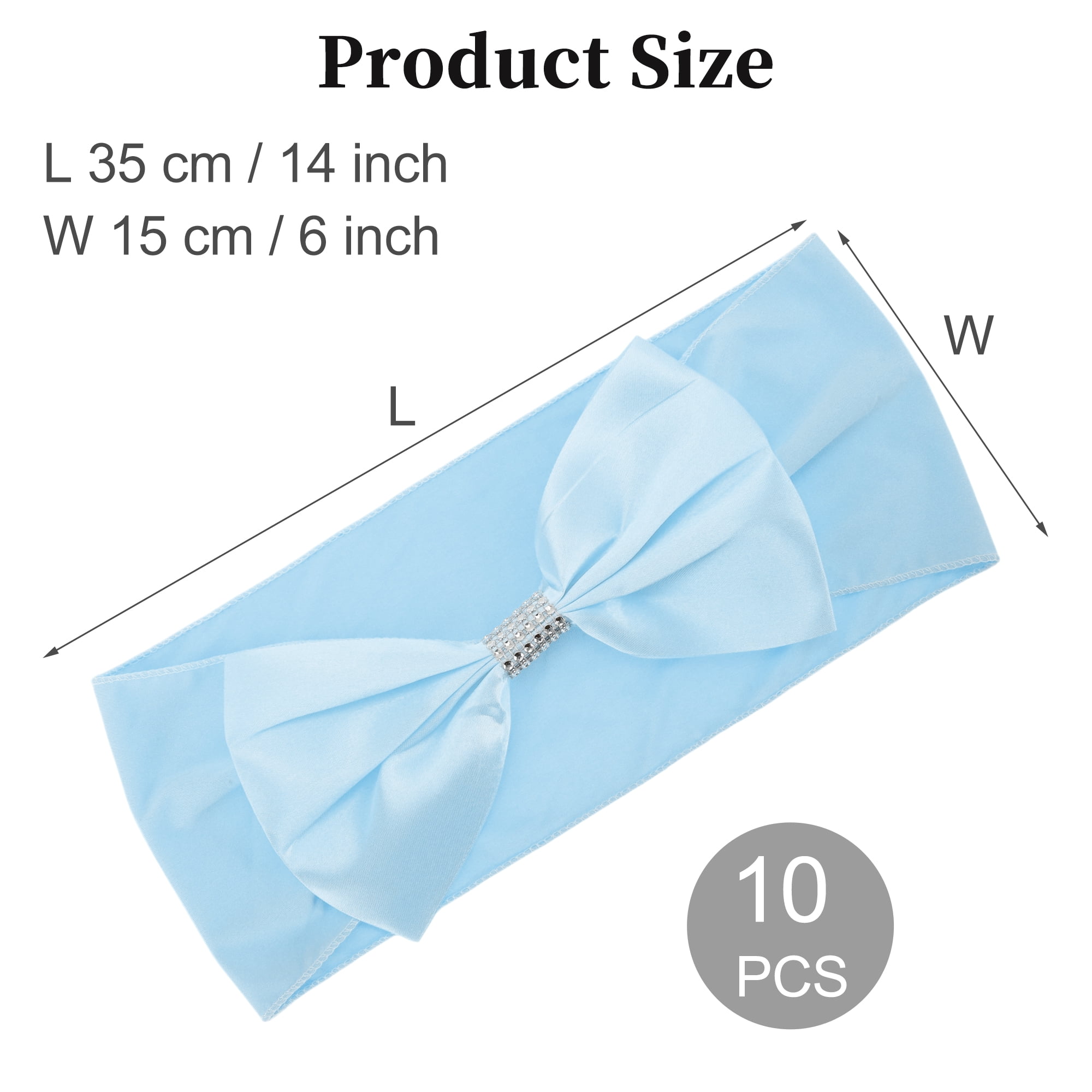 Unique Bargains 10Pcs Chair Sashes Bow Stretch Cover Band for Wedding Christmas Dark Blue
