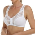 thumbnail image 6 of DondPO Bras for Women Lace Bras for Women Sponge Cup Front Closure Bras for Seniors Plus Size Full Coverage Bras No Wire Bras No Wire Bras for Women Wireless Bras for Women White 6XL, 6 of 7