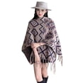 thumbnail image 3 of Women's Shawl Wrap with Tassel Open Front Retro Poncho Cape for Fall Winter (Triangle Grey), 3 of 5