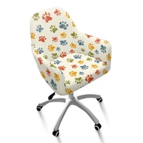 Xixirimido Colored Animal Paws Pattern Swivel Office Arm Chair Covers Stretch Soft Desk Chair Slipcovers, Curved Back Leisure Armrest Chair Protector Accent Dining Chair Cover