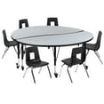thumbnail image 2 of Emma + Oliver Mobile 60" Circle Wave Activity Table Set-14" Student Stack Chairs, Grey/Black, 2 of 12