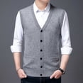 thumbnail image 4 of Men's Autumn Winter Buttoned V-Neck Wool Blend Sweater Vest Collarless Sleeveless Pullover, 4 of 6