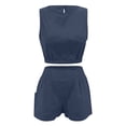 thumbnail image 4 of MuXiKeJi Clothes 2026 Women's Summer 2 Piece Sets Casual Lounge Set Short Sleeve Tops Shirts Shorts Travel Beach Vacation Outfits, 4 of 5