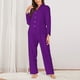 thumbnail image 2 of Balery Purple Conjunto de Pijama con Estampado para Mujer, Conjunto de Dos Piezas con Manga Larga, Ropa de Dormir Suave con Bolsillos, Pijamas Cómodos-Large, 2 of 7