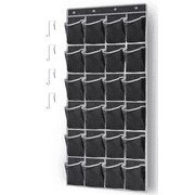 YIYI GUO Over the Door Shoe Organizer 24 Large Mesh Pockets, Door Shoe Rack Holder Back of Door Shoe Storage Organizer Hanging, Black