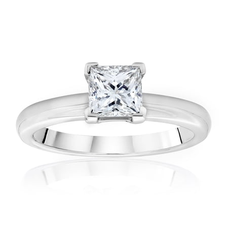 Emma Jewelry Princess-Cut Diamond Engagement Ring, 1.00 Ct, 14K White Gold