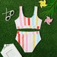 thumbnail image 4 of Vedolay Swimsuit for Girls Summer Summer 3 Piece Swimsuits Flower Print Bikini Tops Underpants Ruffles Skirt Bathing Suit Swimwear Outfits,A 4-5 Years, 4 of 5