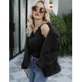 thumbnail image 5 of FANCYINN Womens Teddy Faux Fur Double Breasted Jacket Furry Lapel Coat Button Up With Pockets Warm Winter Black S, 5 of 7