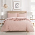 thumbnail image 4 of Bourina Seersucker Duvet Cover Set for Teens and Adults, Queen Size 90" x 90", Pink, 3-Piece Microfiber Bedding Set (1 Duvet Cover + 2 Pillow Shams), 4 of 8
