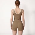 thumbnail image 5 of Women's Contrast Trim Cropped Tank Top with Scoop Neck and Stretch Fit for Yoga and Everyday Wear - X Large, Beige, 5 of 6