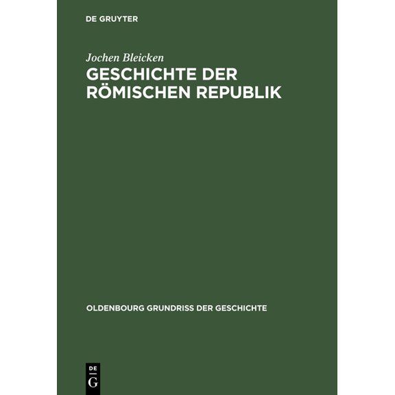 Oldenbourg Grundriss Der Geschichte Geschichte Der Romischen Republik, Book 2, (Hardcover)