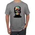 thumbnail image 1 of Wild Bobby, Colorful Technicolor Rainbow Frankenstein Face, Pop Culture, Men Graphic Tees, Heather Grey, Large, 1 of 3
