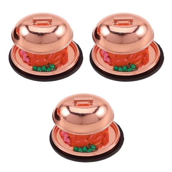 Masteelf 3-Piece 1:12 Scale Thanksgiving Turkey Dinner Dollhouse Accessories Set, Artificial Resin Decor Props for Dollhouse & Miniature Scenes