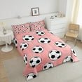 thumbnail image 4 of Erosebridal Football Comforter Set Queen Size Soccer Bedding Set Soccer Ball Game Pink Comforter Sports Theme Quilt Set, 4 of 7