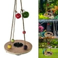 thumbnail image 4 of Stand Toy Feeder with Wooden Platform Watering Food Dish Stainless Steel Food Dispenser for Cockatiels Macaws Outdoor Budgie , Braided Ball, 4 of 8