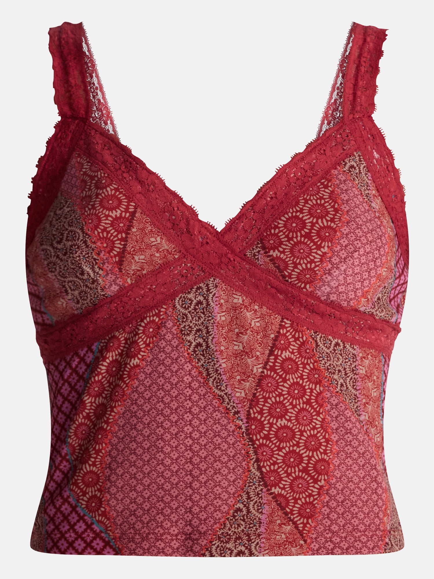 No Boundaries Mesh Lace Triangle Tank Top, Women's XXS-XXL