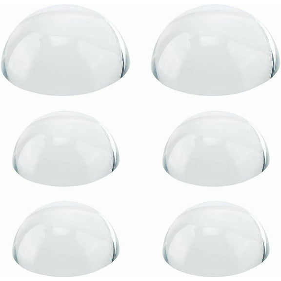 6Pcs 2Size Glass Dome Magnifier Paperweights Cabochons Half Round Clear Optical Clear Paperweight Reading Magnifying Half Ball Lens for Office Desk Home Gift 50mm and 70mm