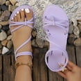 thumbnail image 2 of Vibrex Women's Strappy Flat Sandals Open Toe Ankle Strap Summer Beach Thong Slides Vacation Shoes Casual Solid Color Round Toe Soft Sole Flat Sandals, 2 of 4