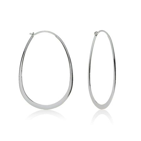 hoop oval silver earring flat thin polished sterling walmart
