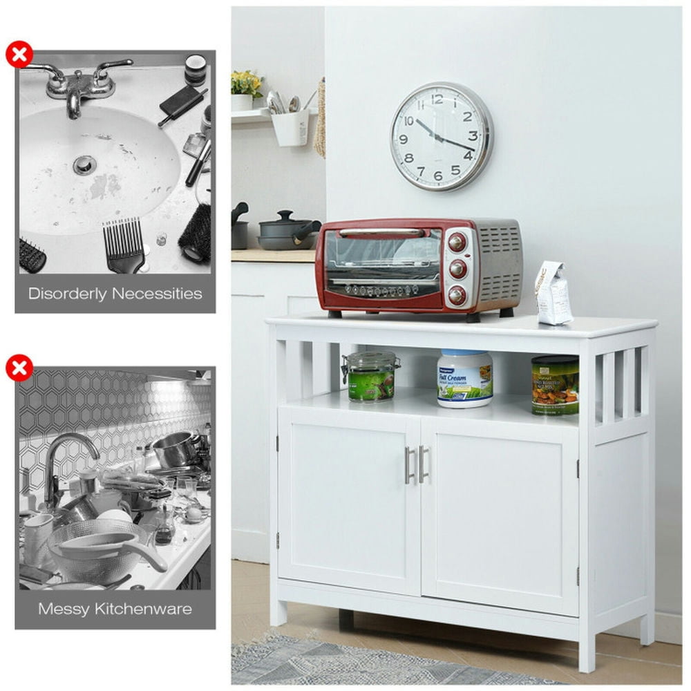 Finihen Kitchen Storage Cabinet, Buffet Sideboard, Kitchen Buffet Server Sideboard Storage Cabinet with 2 Doors and Shelf, for Dining Room, Kitchen, Living Room, White Finihen Kitchen Storage Cabinet, Buffet Sideboard, Kitchen Buffet Server Sideboard Storage Cabinet with 2 Doors and Shelf, for Dining Room, Kitchen, Living Room, White
