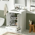 thumbnail image 7 of Modern 24" Bathroom Vanity, Ceramic Sink, Adjustable Drawers, Construction, Clean Lines Storage Cabinet With Basin, Sleek Design, Shelf Levels, White Finish, 7 of 7
