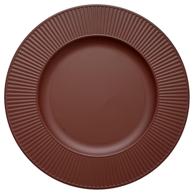 Home Trends 13-Inch Round Lined Rim Charger Plate Solid Color Red