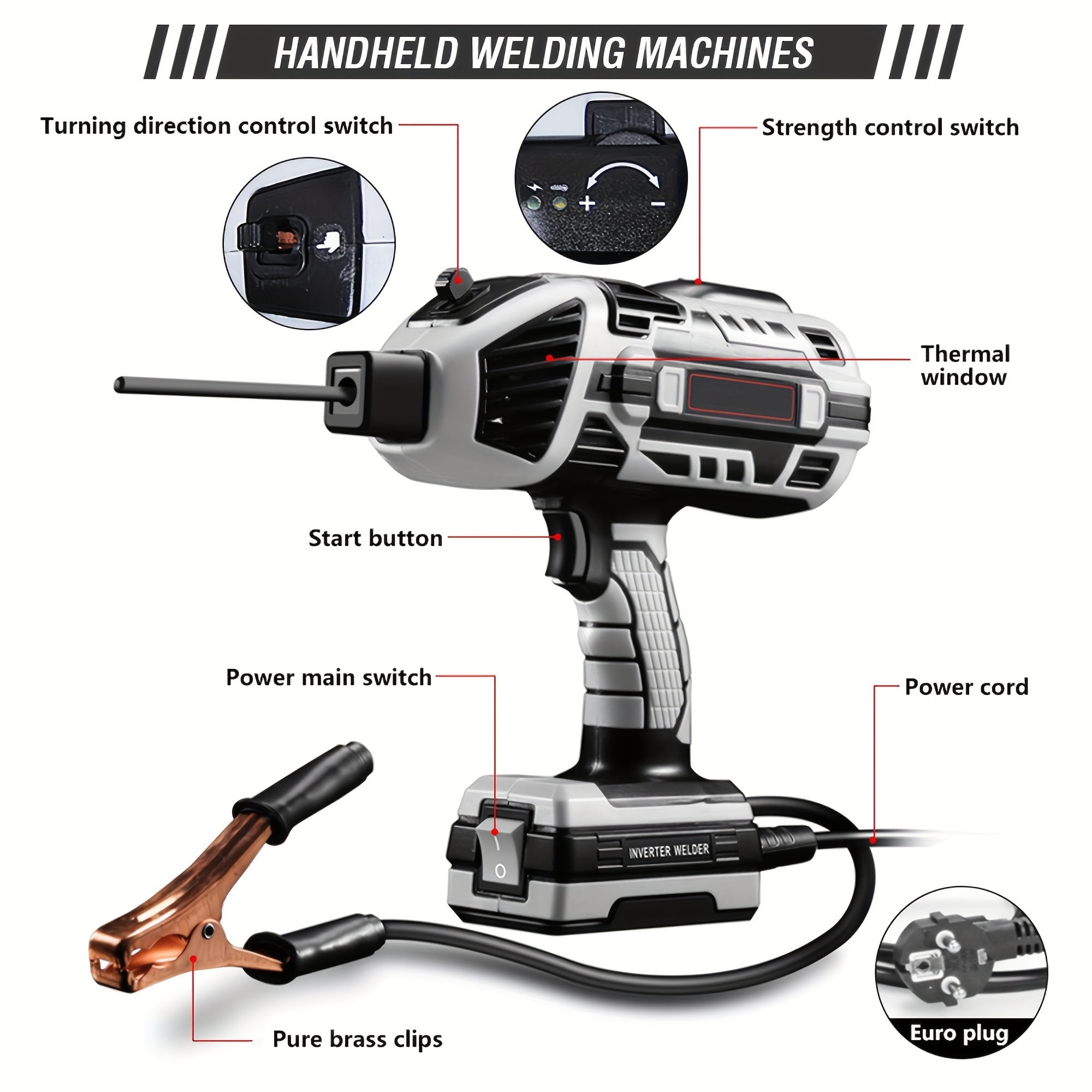TKDMR 110V 130A  Handheld Portable Welding Machine , IGBT Inverter, Ergonomic Design