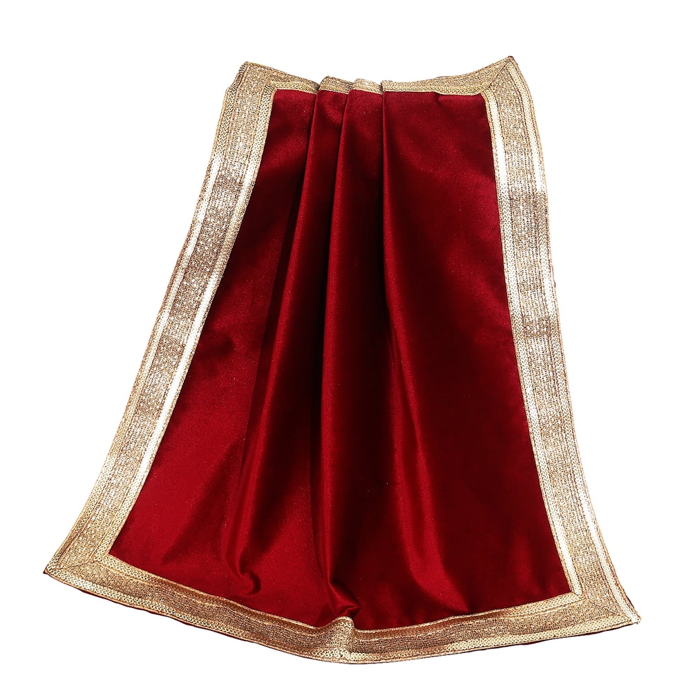Indian Consigners Solid Dark Red Velvet Aasan Pooja Puja Cloth Poojan