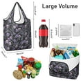thumbnail image 3 of 5 Pack Foldable Shopping Bag,Skull Flower Halloween Pattern Reusable Grocery Bags with Pockets,Large Reusable Tote Bags with Handles Waterproof & Lightweight, 3 of 6