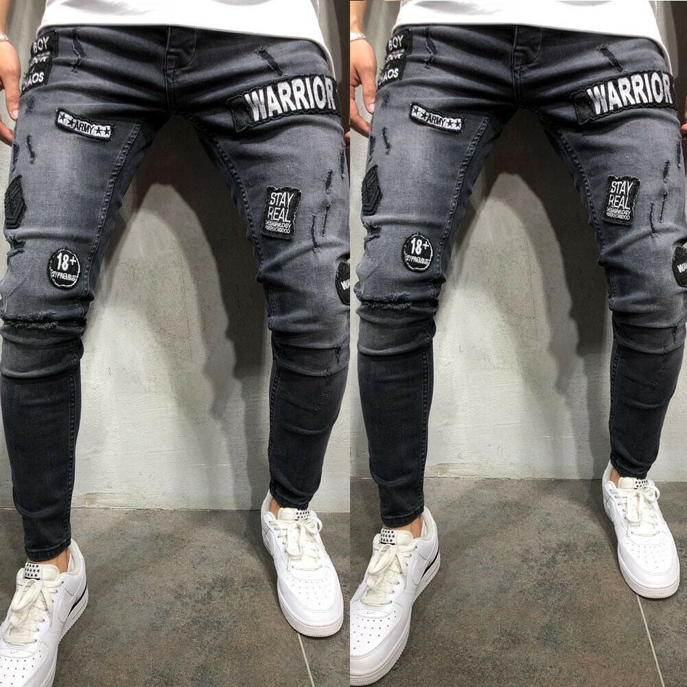 bleached distressed jeans
