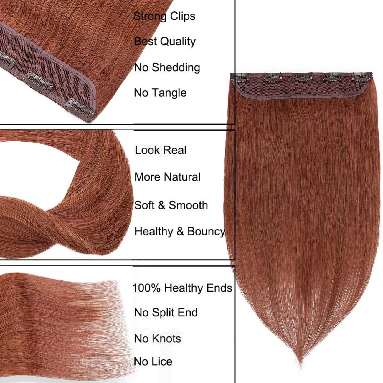 SEGO Blonde Clip in Human Hair Extensions Balayage One Piece Soft Straight 3/4 Full Head Hair Pieces for Women