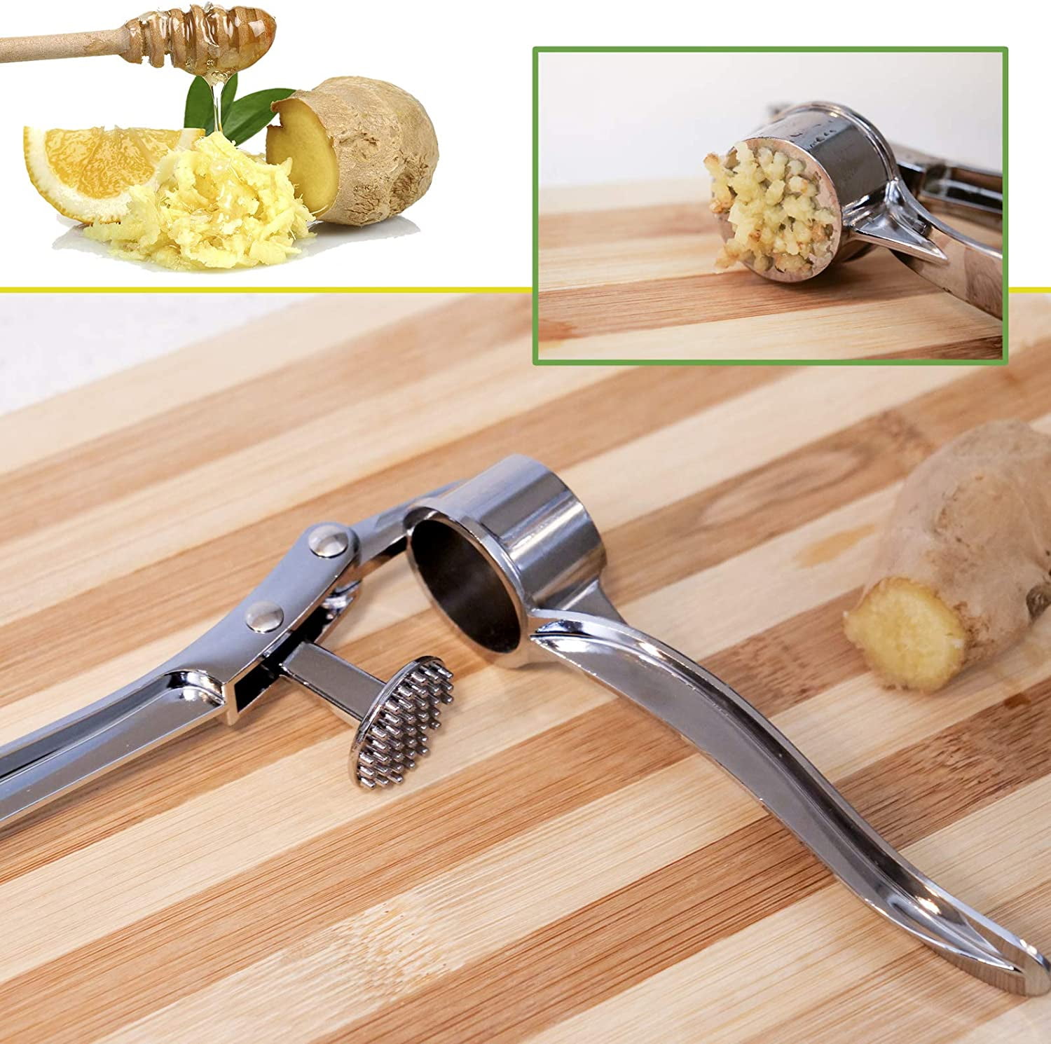 US$ 12.99 - Stainless Steel Garlic Press Effortless Crusher Professional  Squeezer Masher Kitchen Mincer Tool, Silver - m.