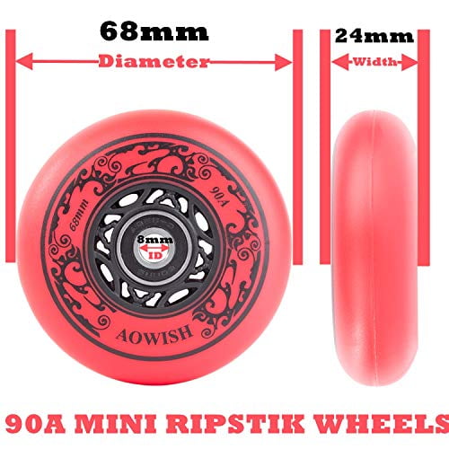 Pair 68mm Led Light Up PU Caster Board Replacement Wheel Set Compatible with Mini Ripstick Razor Ripster RipStik DLX Mini 