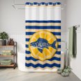 thumbnail image 5 of No Hook Shower Curtain, Coastal Nautical Shower Curtains for Bathroom with See Through Top Window, Summer Ocean Lemon Flower Fish Blue Stripe Waterproof & Washable Bath Curtain Stand Up Stall 36"x72", 5 of 7