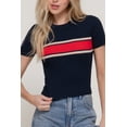 thumbnail image 2 of Women's Short Sleeve Crew Neck Multi Striped Knit Sweater Top, 2 of 4