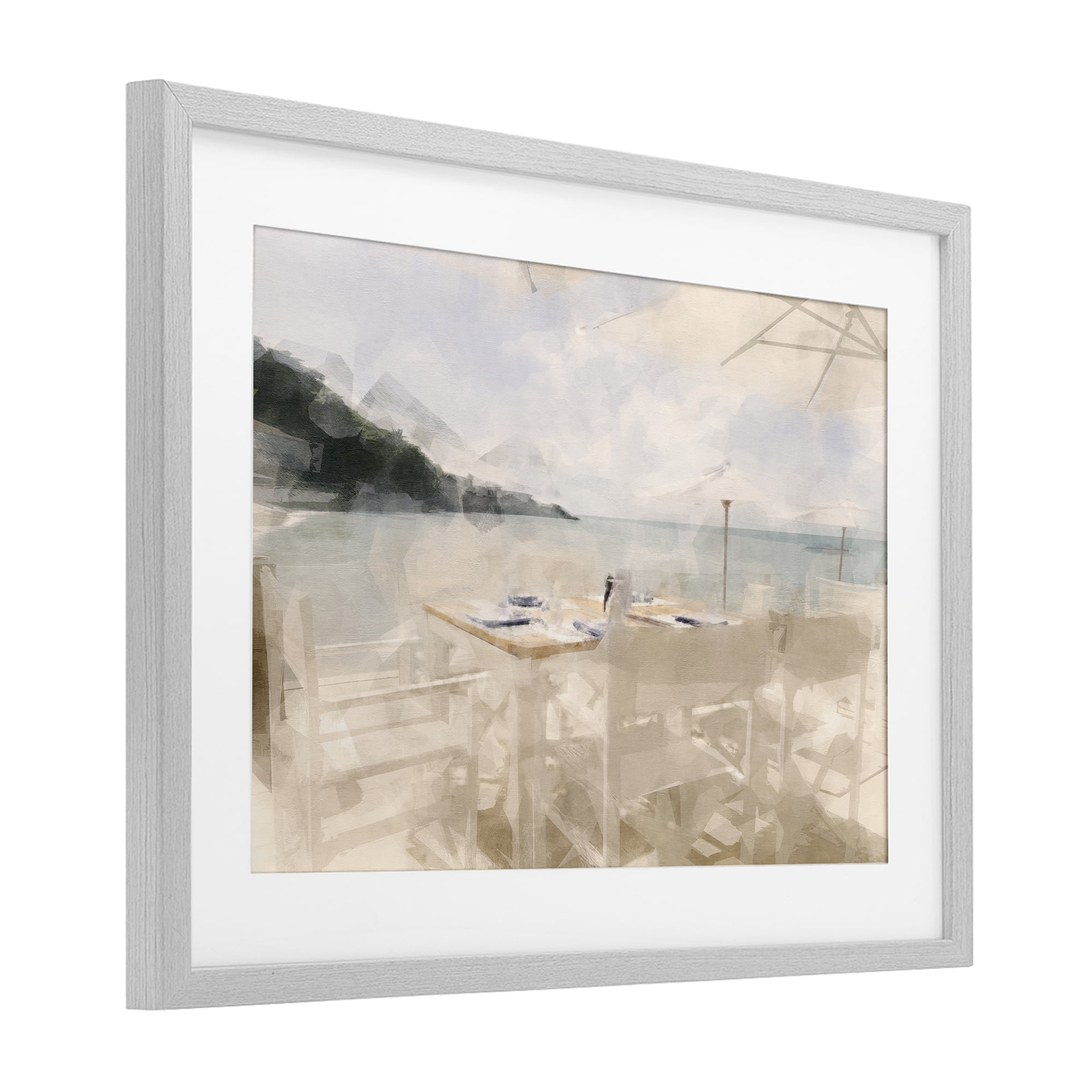 Stupell Industries Table By The Sea Gray Framed Print Under Glass, design by Noah Bay