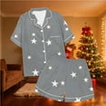 thumbnail image 6 of Posijego Women's Pajama Sets Short Sleeve Button down Shirts Polka Dot Print Shorts Pj Sets Loungewear, 6 of 7
