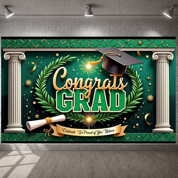 Golden Lettering Class of 2026 Banner Floral Border Graduation Backdrop Pink Watercolor  Gold Dot Accents Class of 2026 Backdrop for Graduation Party College Graduation Photo Shoot