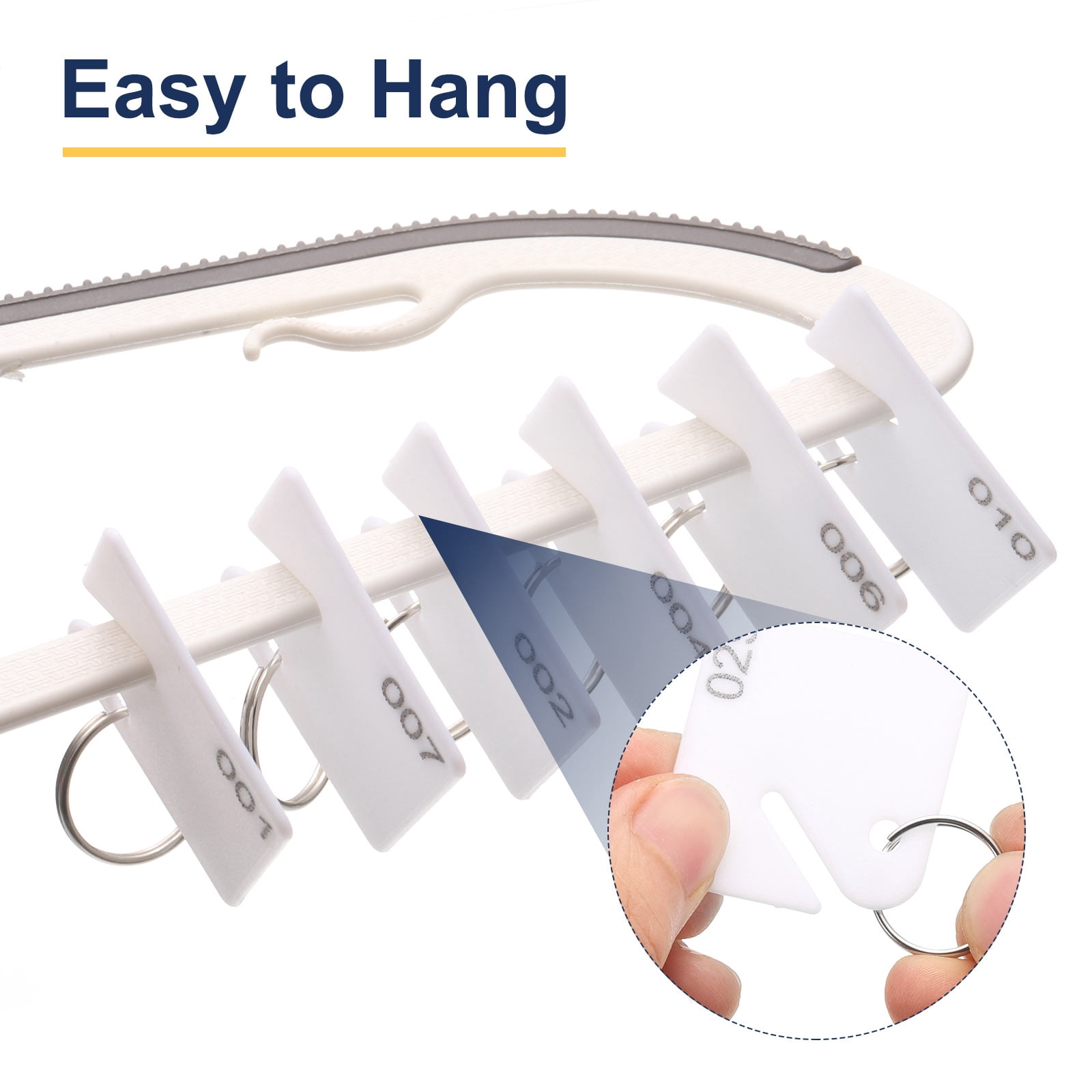 Uxcell 100 Pcs Number Tags 1-100, 1.5" Plastic Hanging Slotted Key Tags with Rings White Square Hanging Tag Keychains