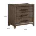thumbnail image 5 of Wyn 27 Inch Nightstand- 3 Drawers- Nickel Handles- Brushed Walnut Brown, 5 of 6