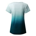 thumbnail image 6 of Outfmvch Shirts for Women Hawaiian Shirts for Women Tops Gradient Printed Short Sleeve V Neck Tee T Shirt Printed Side Split Tunic Summer Tops for Women 2023 Trendy Green XXL, 6 of 8