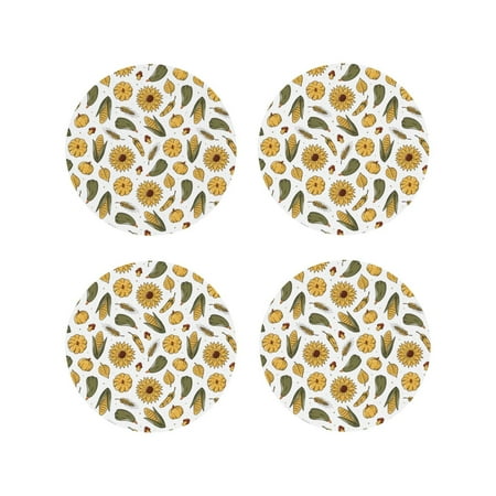 

Kdxio Cartoon Corn Pumpkin Sunflower Funny Coasters 4 Pcs Leather Coasters Housewarming Gifts Protect Furniture from Water Marks Scratch and Damage