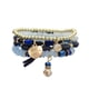 thumbnail image 2 of Juego de 4 pulseras Yuyangstore con abalorios elásticos y de borlas a la moda bohemia, azul, 2 of 7