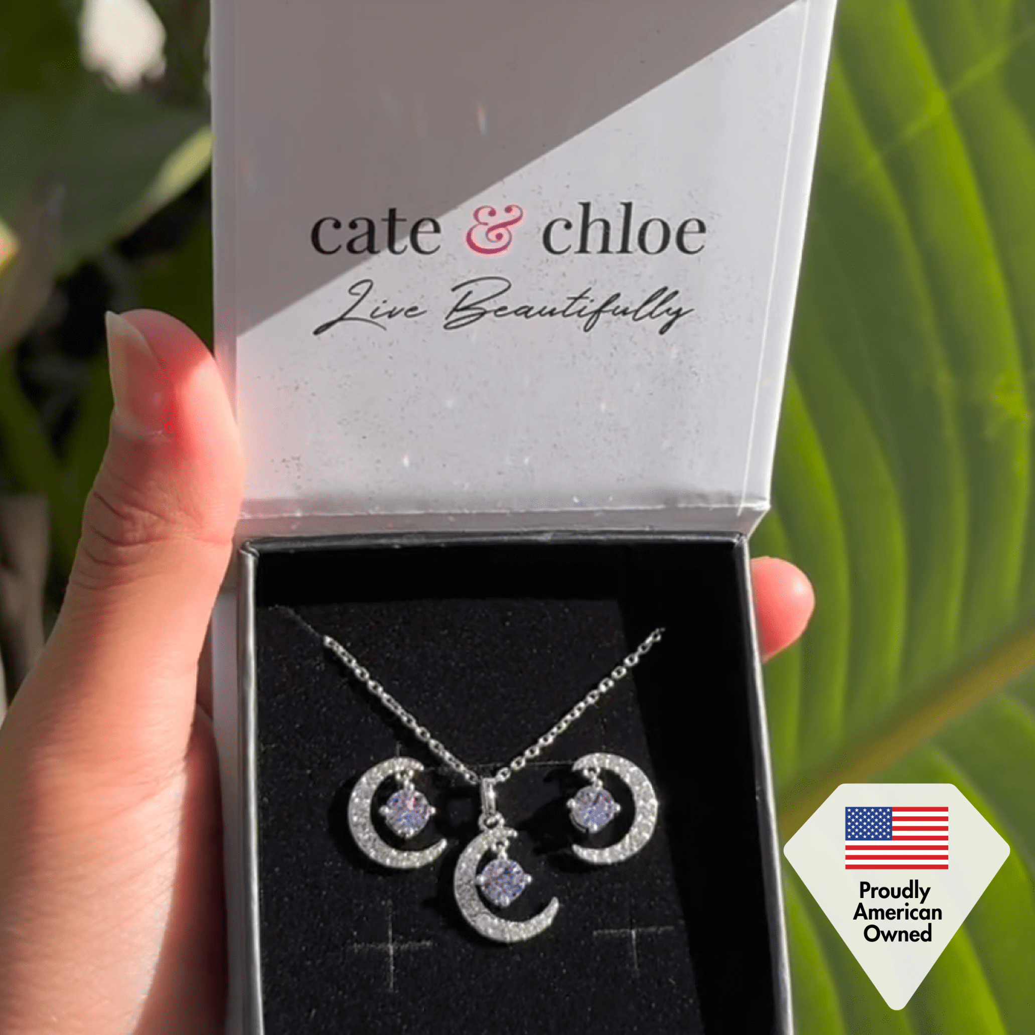 Cate & Chloe Luna September Birthstone 18k White Gold Plated Women jewelry Set, Swarovski Crystals