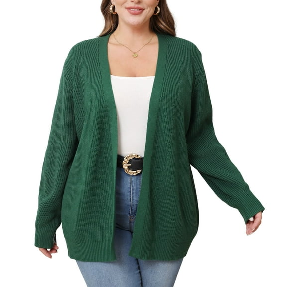 Daystry Fall Winter Womens Plus Size Open Front Casual Long Sleeve Chunky Cable Knit Classic Sweaters Cardigan