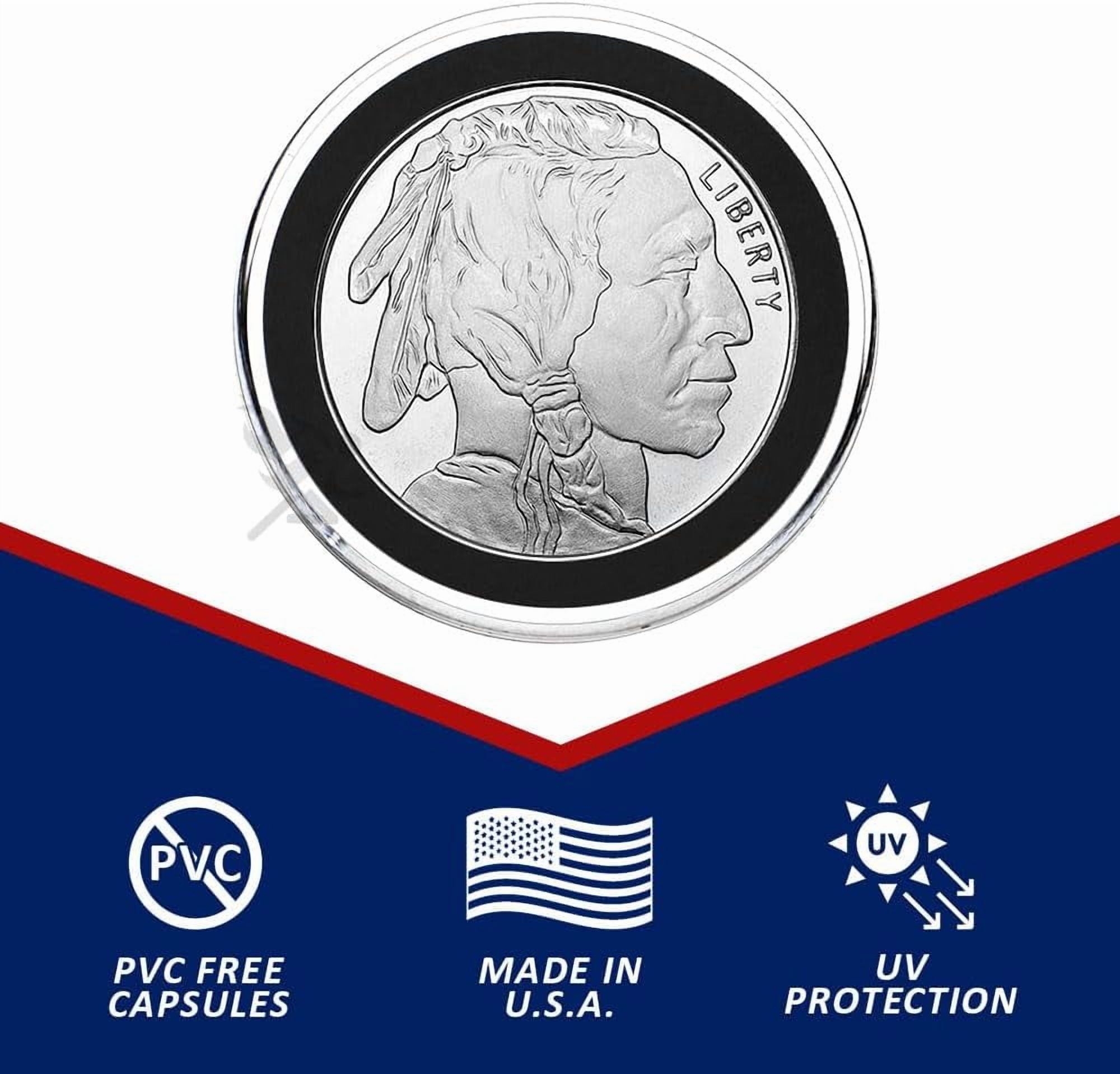 OnFireGuy 100-Pack 39mm Black Ring Coin Holders for Silver Rounds | Protective Coin Cases for 1oz Silver and Copper Rounds