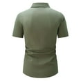 thumbnail image 5 of HOOMEUMY Mens Shirts Casual V-Neck Drawstring Hippie Shirts Summer Short Sleeve Shirt Fashion Solid Color Comfy Casual Lightweight Shirts (Army Green,XXXL), 5 of 7