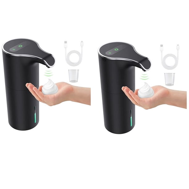 2X Dispensador de Jabón Automático Negro, Dispensador de Jabón de Espuma, Dispensador de Jabón Automático