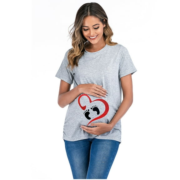 Yievot Women Pregnancy Shirts For Women Short Sleeve Fashion Letter Printed Streetwear Loose Fitted Maternity T-Shirt Tops