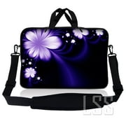LSS Teen Adjustable Strap Neoprene 10"-10.2" Laptop Sleeve, Purple Flower Floral
